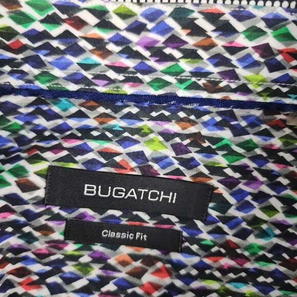 Bugatchi Dress Shirt Mens Large Multi Geometric Classic Fit L/S Button Up - Picture 3 of 7